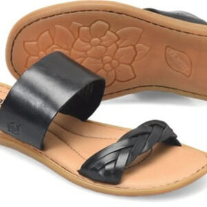 NWT Born Cherita Braided Leather Slide Sandal - Black. Sz: 6